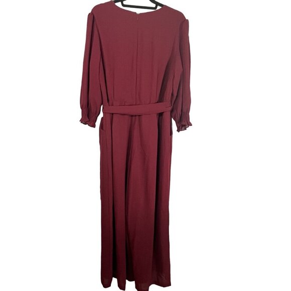 Lane Bryant Neutral Jumpsuit 14 Red Festive Holiday Workwear Wide Leg Classic - Picture 9 of 16